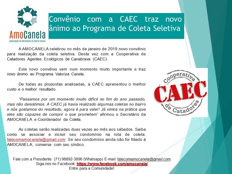 convênio caec x amocanela