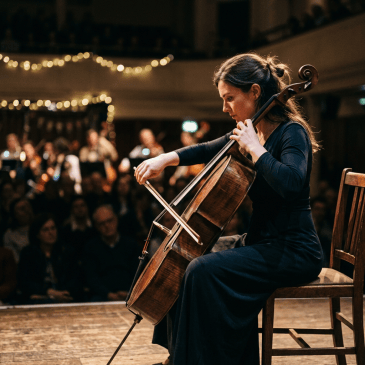 Pessoa tocando violoncelo de lado