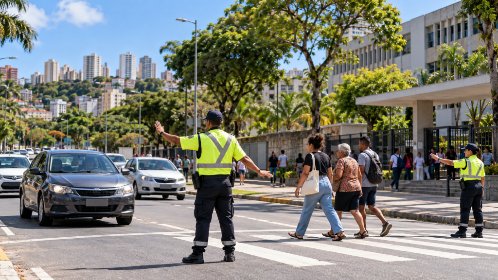 Imagem simbólica de agentes de trânsito no Vale do Canela durante as eleições