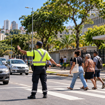 Imagem simbólica de agentes de trânsito no Vale do Canela durante as eleições