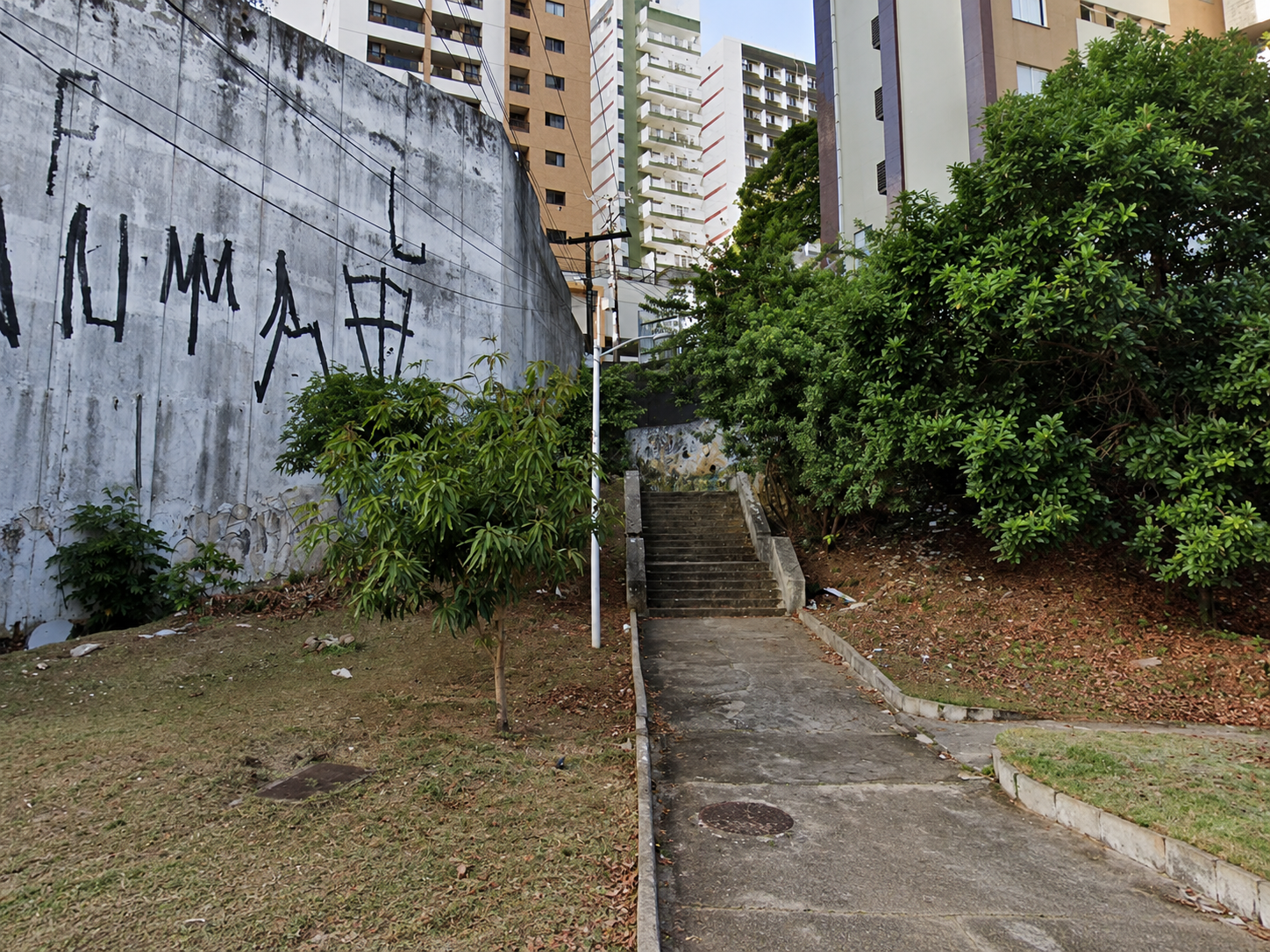 Escadaria da Rua Basílio da Gama vista no sentido de subida.